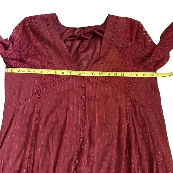 Dress Mini Long Sleeved Burgundy Gold Boho Altar'd State Size M - Picture 7 of 8
